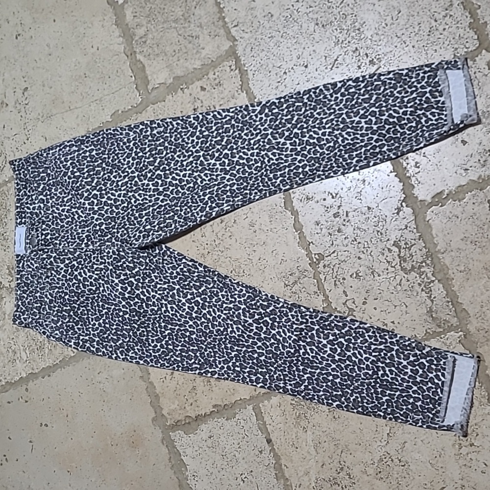 Current Elliott Super High Waist Stiletto Jeans Leopard Print Size 25